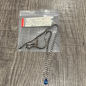 Blue Teardrop Rhinestone Necklace